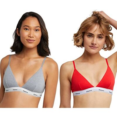 Hanes Brasier para Mujer, Opaco (Paquete de 2), Shelton Red/Concrete Heather, M Hanes Brasier para Mujer, Opaco (Paquete de 2), Shelton Red/Concrete Heather, M
