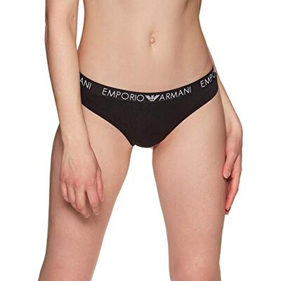 Giorgio Armani Underwear Iconic Cotton Ropa Interior Tanga Bi-Pack, Mujer, Negro, XS Giorgio Armani Underwear Iconic Cotton Ropa Interior Tanga Bi-Pack, Mujer, Negro, XS