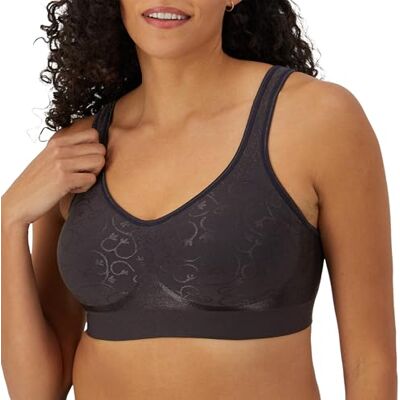 Bali Sujetador Comfort Revolution sin Alambre para Mujer, Patrón de Espiral Negro., 105B Bali Sujetador Comfort Revolution sin Alambre para Mujer, Patrón de Espiral Negro., 105B