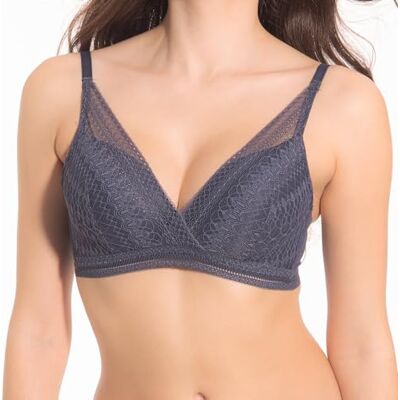 Selene , Sujetador de Encaje para Mujer con Escote en V, Sin Aros, con Copas Acolchadas, Colección , Color Azul, Talla 85B Selene , Sujetador de Encaje para Mujer con Escote en V, Sin Aros, con Copas Acolchadas, Colección , Color Azul, Talla 85B
