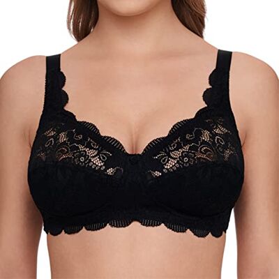 Susa Sujetador sin Aros para Mujer Encaje elástico Latina Negro (Schwarz 004) 105D Susa Sujetador sin Aros para Mujer Encaje elástico Latina Negro (Schwarz 004) 105D