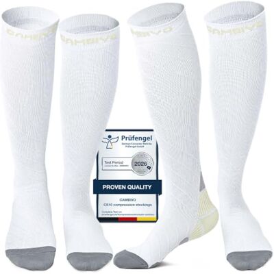 CAMBIVO Medias de Compresión Mujer y Hombre 2 Pares, Calcetines Compresion Running 20-30mmHg, Compression Socks para Enfermera, Ciclismo, Futbol, Viaje Avion, Deporte CAMBIVO Medias de Compresión Mujer y Hombre 2 Pares, Calcetines Compresion Running 20-30mmHg, Compression Socks para Enfermera, Ciclismo, Futbol, Viaje Avion, Deporte