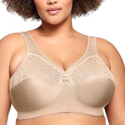 Glamorise Magiclift Original Support Bra Wirefree #1000, Sujetador Mujer, Beige (Blush), 105C Glamorise Magiclift Original Support Bra Wirefree #1000, Sujetador Mujer, Beige (Blush), 105C