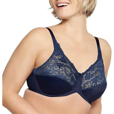 Bali Sujetador Reductor de Encaje con Aros para Mujer, Microfibra de Cobertura Completa, Azul Marino, 90E Bali Sujetador Reductor de Encaje con Aros para Mujer, Microfibra de Cobertura Completa, Azul Marino, 90E