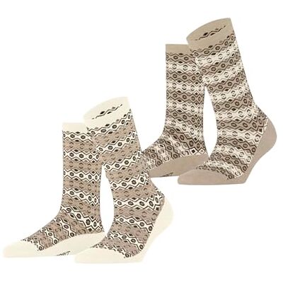 ESPRIT Scandinavian Multipack W So algodón estampados 2 pares, Calcetines Mujer, Beis Wool White 0010, 35-38 ESPRIT Scandinavian Multipack W So algodón estampados 2 pares, Calcetines Mujer, Beis Wool White 0010, 35-38