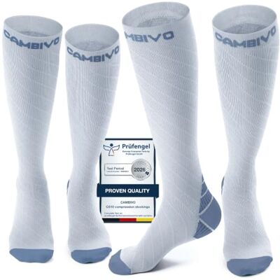 CAMBIVO Medias de Compresión Mujer y Hombre 2 Pares, Calcetines Compresion Running 20-30mmHg, Compression Socks para Enfermera, Ciclismo, Futbol, Viaje Avion, Deporte CAMBIVO Medias de Compresión Mujer y Hombre 2 Pares, Calcetines Compresion Running 20-30mmHg, Compression Socks para Enfermera, Ciclismo, Futbol, Viaje Avion, Deporte