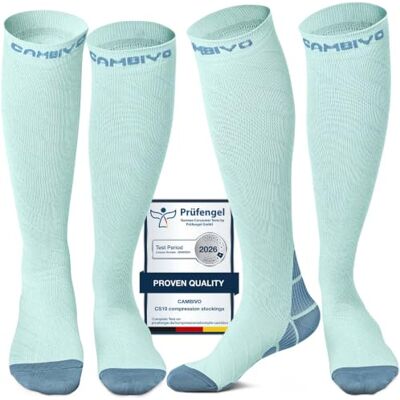 CAMBIVO Medias de Compresión Mujer y Hombre 2 Pares, Calcetines Compresion Running 20-30mmHg, Compression Socks para Enfermera, Ciclismo, Futbol, Viaje Avion, Deporte CAMBIVO Medias de Compresión Mujer y Hombre 2 Pares, Calcetines Compresion Running 20-30mmHg, Compression Socks para Enfermera, Ciclismo, Futbol, Viaje Avion, Deporte