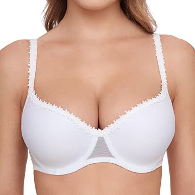 Susa Wiesn-Zauber Sujetador Tirolesa con Aros Push-up con Conchas Especialmente voluminosas, Sujetador con diseño Sencillo para un Escote Impresionante, Blanco (Weiß 003), 110B Susa Wiesn-Zauber Sujetador Tirolesa con Aros Push-up con Conchas Especialmente voluminosas, Sujetador con diseño Sencillo para un Escote Impresionante, Blanco (Weiß 003), 110B