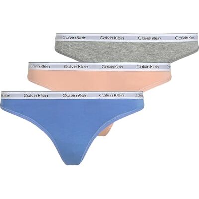 Calvin Tanga Mujer CK Pack de 3 artículos Tanga algodón elástico Visible artículo QD5209E Calvin Tanga Mujer CK Pack de 3 artículos Tanga algodón elástico Visible artículo QD5209E