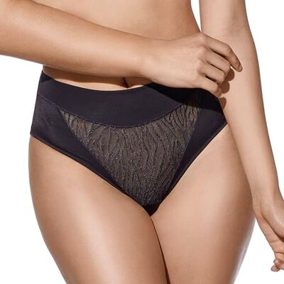 Selene , Braga de Mujer Cintura Alta Ligeramente Contenedora, Braguita con Efecto Moldeador, Colección Vera/Norma, Color Negro, Talla 42 Selene , Braga de Mujer Cintura Alta Ligeramente Contenedora, Braguita con Efecto Moldeador, Colección Vera/Norma, Color Negro, Talla 42