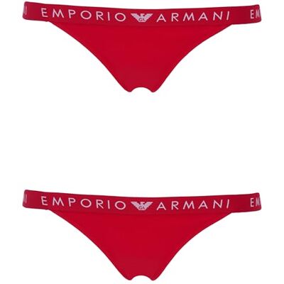 Giorgio Armani Iconic Logoband 2-Pack Thong, Tanga Bragas De Las Mujeres, Rosso LACCA, Giorgio Armani Iconic Logoband 2-Pack Thong, Tanga Bragas De Las Mujeres, Rosso LACCA,