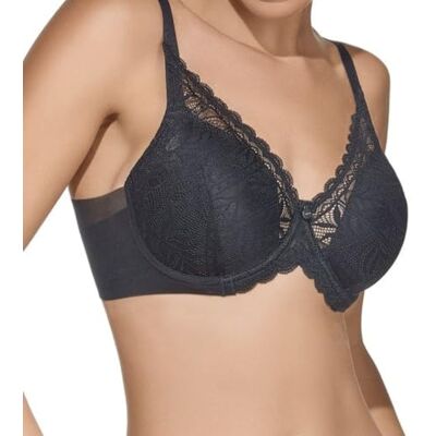 Selene , Sujetador Mujer en Encaje Floral, con Aros y Ligero Relleno, Colección , Color Negro, Talla 100 C Selene , Sujetador Mujer en Encaje Floral, con Aros y Ligero Relleno, Colección , Color Negro, Talla 100 C