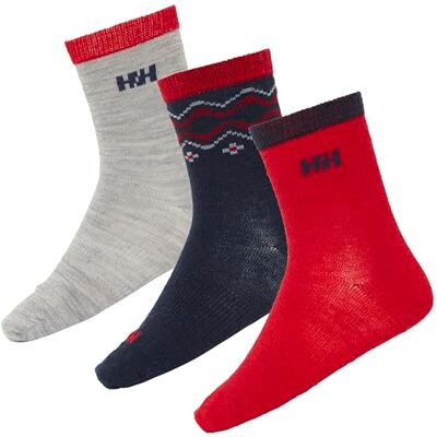 Helly Hansen Kids Unisex K Wool Sock 3Pk, Gris Melange, 26-28 Helly Hansen Kids Unisex K Wool Sock 3Pk, Gris Melange, 26-28