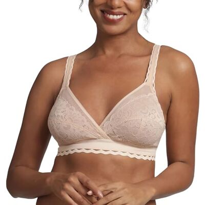 Playtex Sujetador Sin Aros con encaje Reciclado Mujer x1, Beige, 100D Playtex Sujetador Sin Aros con encaje Reciclado Mujer x1, Beige, 100D