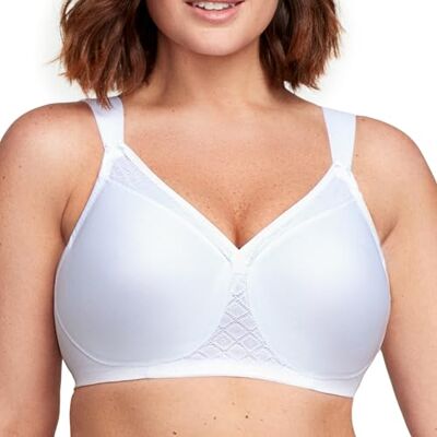 Glamorise Plus-Size T-Shirt Bra with Seamless Straps, Sujetador para Mujer, Blanco (WHT), 85F (Talla del Fabricante:100F) Glamorise Plus-Size T-Shirt Bra with Seamless Straps, Sujetador para Mujer, Blanco (WHT), 85F (Talla del Fabricante:100F)