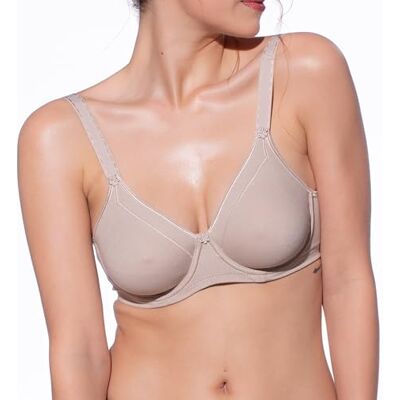 Selene , Sujetador Reductor para Mujer en Algodón Transpirable, con Aros y Sin Relleno, Colección Patricia, Color Tierra, Talla 100C Selene , Sujetador Reductor para Mujer en Algodón Transpirable, con Aros y Sin Relleno, Colección Patricia, Color Tierra, Talla 100C