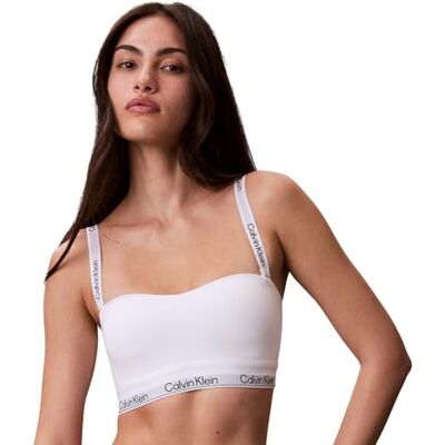 Calvin Sujetador Bralette Mujer Lightly Lined Bandeau, Blanco (White), L Calvin Sujetador Bralette Mujer Lightly Lined Bandeau, Blanco (White), L