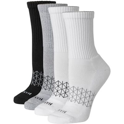 Hanes Cushioned, Absolute Active Crew Socks for Women, Seamless Toe, 4-Pairs Calcetines, Gris, 4-8 (Pack de 4) para Mujer Hanes Cushioned, Absolute Active Crew Socks for Women, Seamless Toe, 4-Pairs Calcetines, Gris, 4-8 (Pack de 4) para Mujer