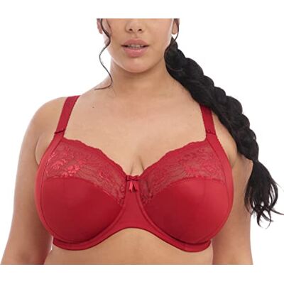 Elomi Morgan Banded Comfort & Support. Three-Section Cup, Side Frame, Stretch Lace. Solid Color Bra DD+ Bras Sujetador, Opaco, Haute Red, 38HH para Mujer Elomi Morgan Banded Comfort & Support. Three-Section Cup, Side Frame, Stretch Lace. Solid Color Bra DD+ Bras Sujetador, Opaco, Haute Red, 38HH para Mujer