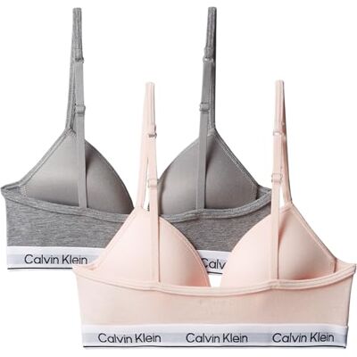 Calvin Sujetador Bralette Chicas Pack de 2 Triangle, Multicolor (Silverpeony/Greyheather), 8-10 Años Calvin Sujetador Bralette Chicas Pack de 2 Triangle, Multicolor (Silverpeony/Greyheather), 8-10 Años