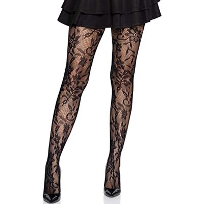 Leg Avenue Seamless floral lace tights, Talla Única(Negro) Leg Avenue Seamless floral lace tights, Talla Única(Negro)