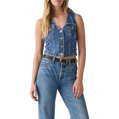 Levi's Bella Denim Corset Top para Mujer, Yeah Look Ndp, S Levi's Bella Denim Corset Top para Mujer, Yeah Look Ndp, S