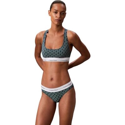 Calvin Sujetador Bralette Mujer Unlined con Logotipo en la Cintura, Verde (Bijou Modern Emblem Outline+Stratif), M Calvin Sujetador Bralette Mujer Unlined con Logotipo en la Cintura, Verde (Bijou Modern Emblem Outline+Stratif), M