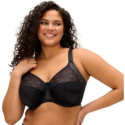 Elomi Cate Underwire Full Cup Banded Bra Cobertura para mujer, Negro, 44F Elomi Cate Underwire Full Cup Banded Bra Cobertura para mujer, Negro, 44F