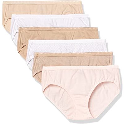 Hanes Paquete de 6 Bragas Hipster de algodón Transpirable para Mujer, Gris Pardo Suave, Blanco, Desnudo, Pulido Claro, Jaspeado Nude, Flor de azúcar Dulce Lunar, 6 Hanes Paquete de 6 Bragas Hipster de algodón Transpirable para Mujer, Gris Pardo Suave, Blanco, Desnudo, Pulido Claro, Jaspeado Nude, Flor de azúcar Dulce Lunar, 6