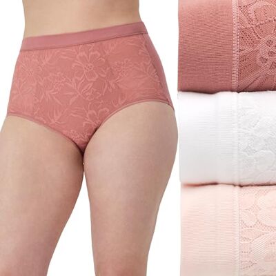 Bali Paquete de Ropa Interior de Talle Alto para Mujer, Bragas de Encaje Transpirables, Ropa Interior Modal, Paquete de 3 Unidades., 8 Bali Paquete de Ropa Interior de Talle Alto para Mujer, Bragas de Encaje Transpirables, Ropa Interior Modal, Paquete de 3 Unidades., 8