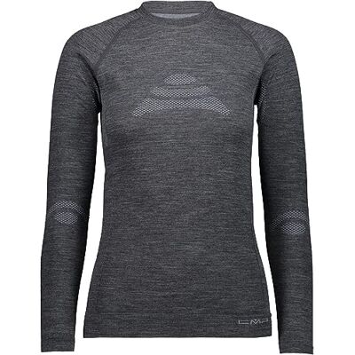 CMP Sudadera de mujer sin costuras, Mel Negro., 36/38 CMP Sudadera de mujer sin costuras, Mel Negro., 36/38
