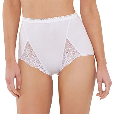 Playtex Pack de 2 Bragas Altas de algodón elástico con Encaje Cotton & Lace Mujer x2, Blanco, 4XL Playtex Pack de 2 Bragas Altas de algodón elástico con Encaje Cotton & Lace Mujer x2, Blanco, 4XL