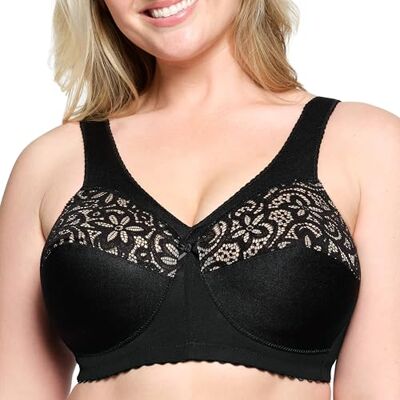 Glamorise MagicLift Sujetador de algodón sin Aros #1001 Cobertura Completa, Negro, 130G para Mujer Glamorise MagicLift Sujetador de algodón sin Aros #1001 Cobertura Completa, Negro, 130G para Mujer