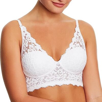 Maidenform Casual Comfort Halter Bralette, Bralette convertible Pure Comfort para Mujer, Blanco/Blanca, 100C Maidenform Casual Comfort Halter Bralette, Bralette convertible Pure Comfort para Mujer, Blanco/Blanca, 100C