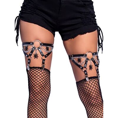 Leg Avenue Spider O-Ring Garter, O/S (Negro) Leg Avenue Spider O-Ring Garter, O/S (Negro)