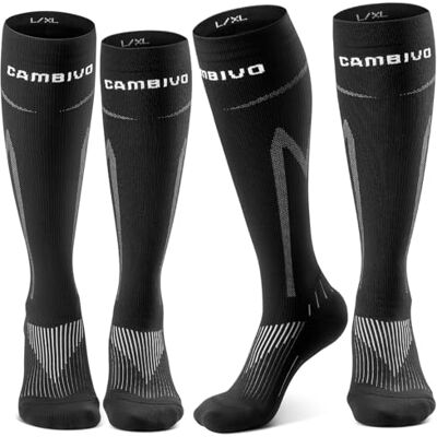 CAMBIVO Medias de Compresión 20-30 mmHg Mujer Hombre, 2 Pares Calcetines Compresion Clase 2, Tejido Transpirable, Ajuste Cómodo, Ideal para Viajes, Deporte y Uso Diario Avion Ciclismo CAMBIVO Medias de Compresión 20-30 mmHg Mujer Hombre, 2 Pares Calcetines Compresion Clase 2, Tejido Transpirable, Ajuste Cómodo, Ideal para Viajes, Deporte y Uso Diario Avion Ciclismo