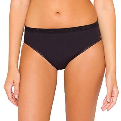 Dim Lote De 2 Slips Negros De Talle Medio para Mujer De Puro Algodón Mujer x2 Dim Lote De 2 Slips Negros De Talle Medio para Mujer De Puro Algodón Mujer x2
