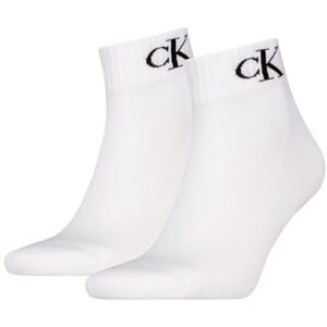 Calvin Socks Organic Cotton Monogram Quarter, Calcetín de los hombres, White, Calvin Socks Organic Cotton Monogram Quarter, Calcetín de los hombres, White,