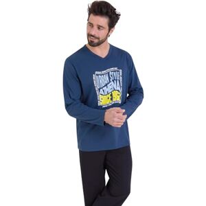 Athena – Conjunto de Pijama Largo para Hombre, Ecopack, Jersey 100% algodón, Transpirable, Camiseta de Manga Larga + Pantalones, Label Oeko-Tex® Standard 100, Marino/Negro, XL Athena – Conjunto de Pijama Largo para Hombre, Ecopack, Jersey 100% algodón, Transpirable, Camiseta de Manga Larga + Pantalones, Label Oeko-Tex® Standard 100, Marino/Negro, XL