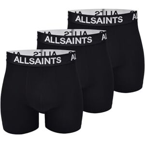 AllSaints Bóxers para Hombre con Bolsa contorneada, confeccionados en algodón orgánico elástico con Cintura con Logotipo. Ropa Interior Masculina en Color Negro. Pack de 3 Unidades, Talla Grande AllSaints Bóxers para Hombre con Bolsa contorneada, confeccionados en algodón orgánico elástico con Cintura con Logotipo. Ropa Interior Masculina en Color Negro. Pack de 3 Unidades, Talla Grande