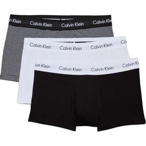 Calvin Calzoncillos bóxer Hombre Pack de 3 Low Rise Trunks Ropa Interior, Multicolor (White/B&W Stripe/Black), L Calvin Calzoncillos bóxer Hombre Pack de 3 Low Rise Trunks Ropa Interior, Multicolor (White/B&W Stripe/Black), L