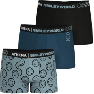 Athena Smiley X Lc84 Ropa Interior Hombre, Smiley Serigrafía, Color Azul y Gris, L Athena Smiley X Lc84 Ropa Interior Hombre, Smiley Serigrafía, Color Azul y Gris, L