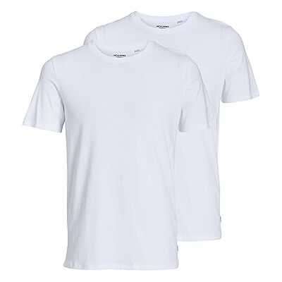 JACK & JONES Pack de 2 Camisetas Masculinas, Blanco (White), XXL JACK & JONES Pack de 2 Camisetas Masculinas, Blanco (White), XXL