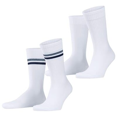 ESPRIT Tennis Stripe Multipack M So algodón estampados 2 pares, Calcetines Hombre, Blanco Off-White 2010, 43-46 ESPRIT Tennis Stripe Multipack M So algodón estampados 2 pares, Calcetines Hombre, Blanco Off-White 2010, 43-46