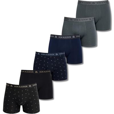 DON ALGODON Pack 6 Bóxers Hombre Algodón Premium Calzoncillos Boxer Suaves y Transpirables Ropa Interior Cómoda con Cintura Elástica DON ALGODON Pack 6 Bóxers Hombre Algodón Premium Calzoncillos Boxer Suaves y Transpirables Ropa Interior Cómoda con Cintura Elástica