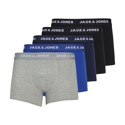 JACK & JONES Pack de 5 Calzoncillos para Hombre, Black/Navy Blazer/Surf The Web/Lgm, M JACK & JONES Pack de 5 Calzoncillos para Hombre, Black/Navy Blazer/Surf The Web/Lgm, M