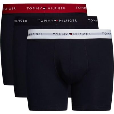 Tommy Hilfiger Calzoncillos bóxer Hombre Pack de 3 de algodón, Multicolor (Primary Red/White/Desert Sky), S Tommy Hilfiger Calzoncillos bóxer Hombre Pack de 3 de algodón, Multicolor (Primary Red/White/Desert Sky), S