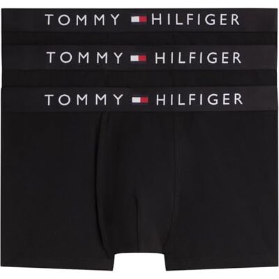 Tommy Hilfiger Calzoncillos bóxer Pack de 3 Hombre Trunks con Logotipo en la Cintura, Negro (Black/Black/Black), XL Tommy Hilfiger Calzoncillos bóxer Pack de 3 Hombre Trunks con Logotipo en la Cintura, Negro (Black/Black/Black), XL