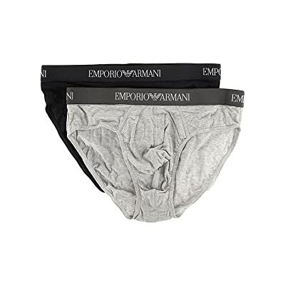 Giorgio Armani 111321CC722, Calzoncillos Slip Hombre, pack de 2, Multicolor (Marine/Grigio Melang 15935), S Giorgio Armani 111321CC722, Calzoncillos Slip Hombre, pack de 2, Multicolor (Marine/Grigio Melang 15935), S