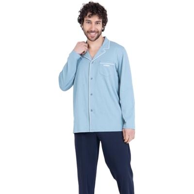 Athena Chic 7q15 Conjunto de Pijama para Hombre, Azul Gris/Marino, L Athena Chic 7q15 Conjunto de Pijama para Hombre, Azul Gris/Marino, L